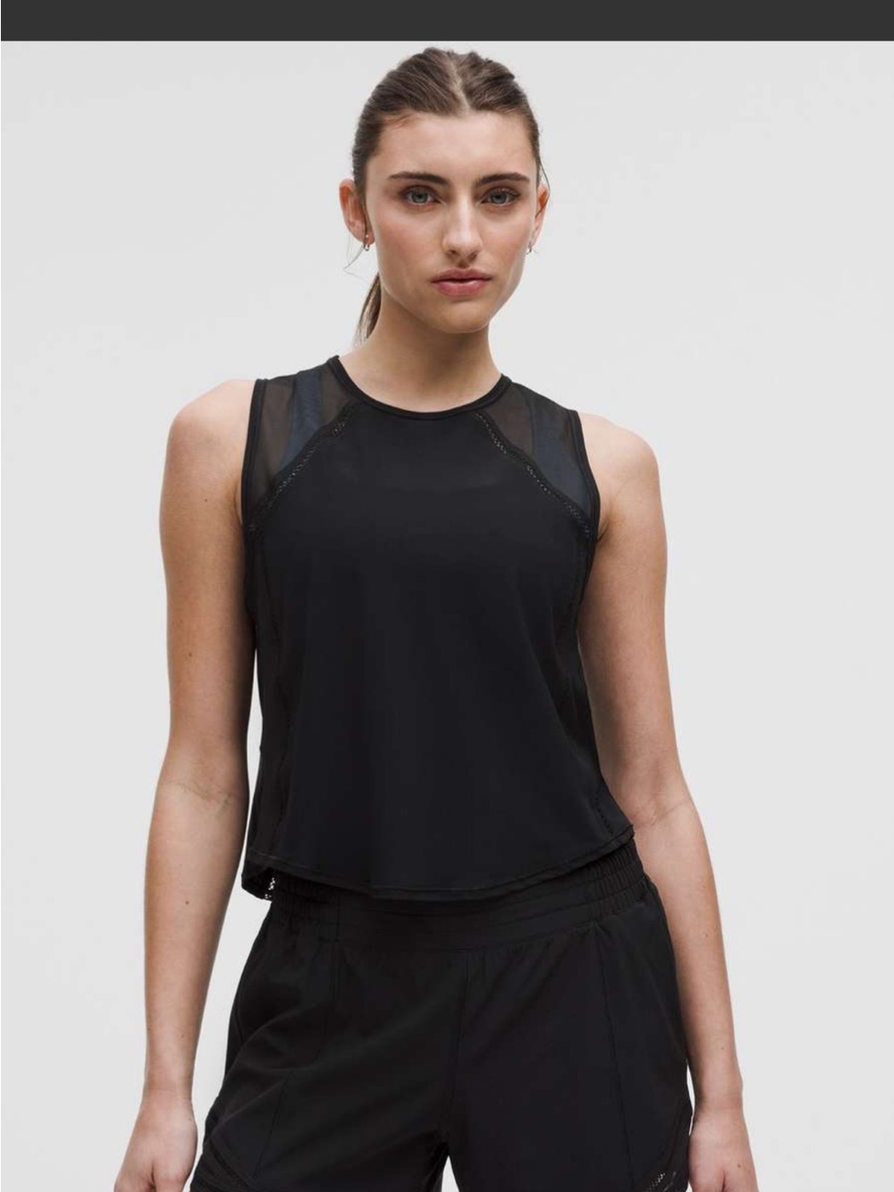 NWT!🍋🍋Lululemon Sculpt Cropped Tank Top Lace Trim🍋🍋. Size 14. Color Black.